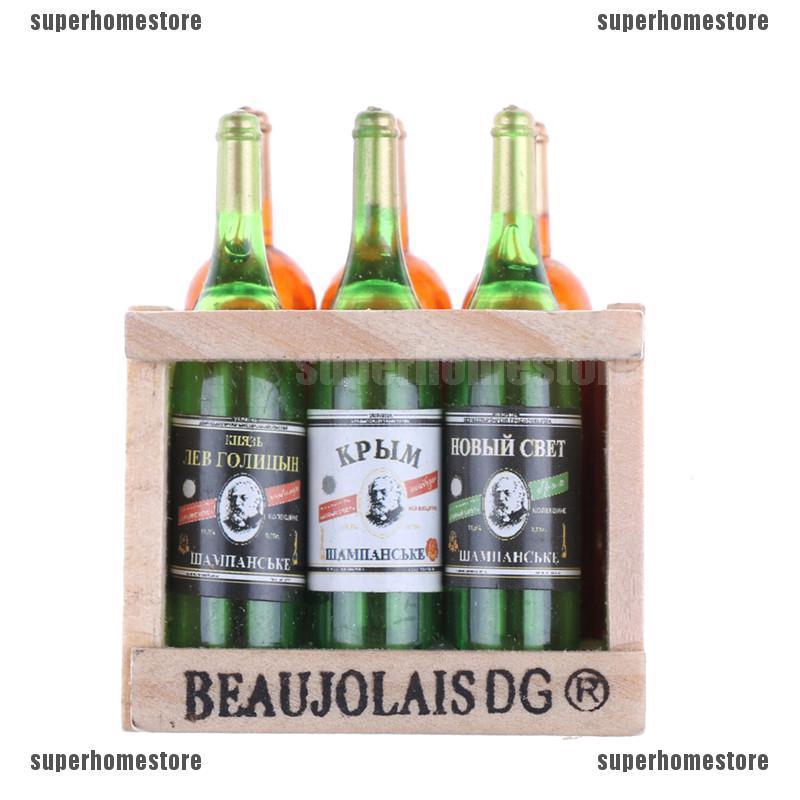 Bộ 6 Chai Rượu Mini Trang Trí Nhà Búp Bê