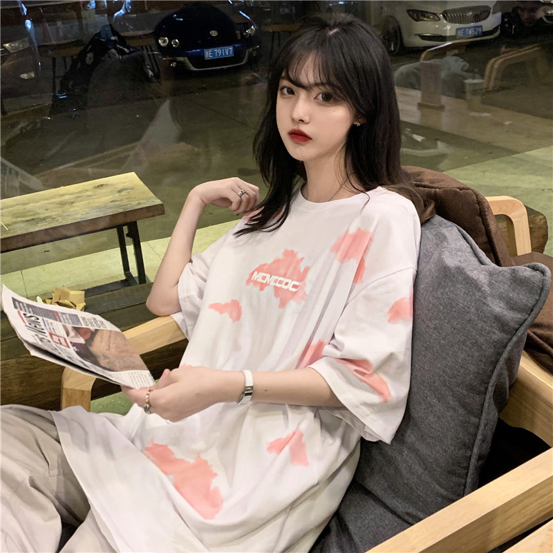 Áo thun tay ngắn dáng rộng thời trang phong cách Hàn Quốc dành cho nữ