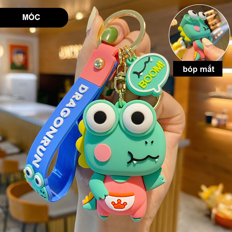 Móc khóa khủng long bóp lồi mắt đáng yêu