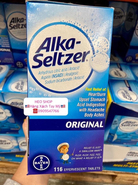 Viên sủi đau dạ dày đầy hơi Alka Seltzer gói lẻ