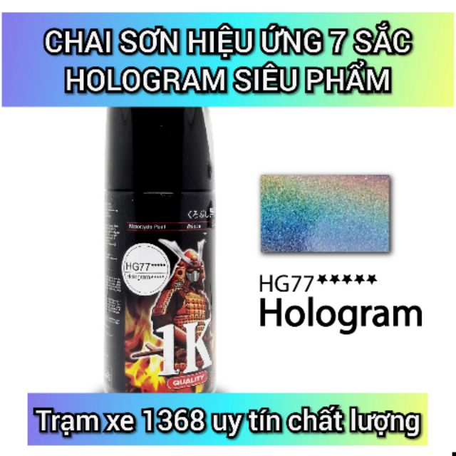 Chai sơn xịt Samurai màu Hologam HG77 hiệu ứng pha lê ngũ sắc tinh tế sơn được trên nhiều màu khác nhau