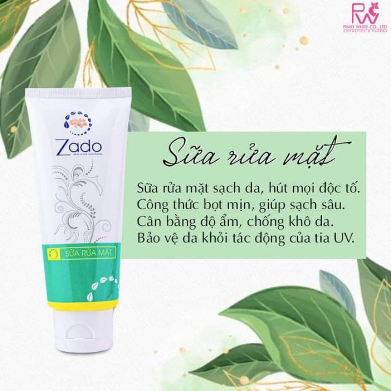 Sữa Rửa Mặt  Dưỡng Trắng ZADO 100ml Làm Sạch Mà Không Khô Da