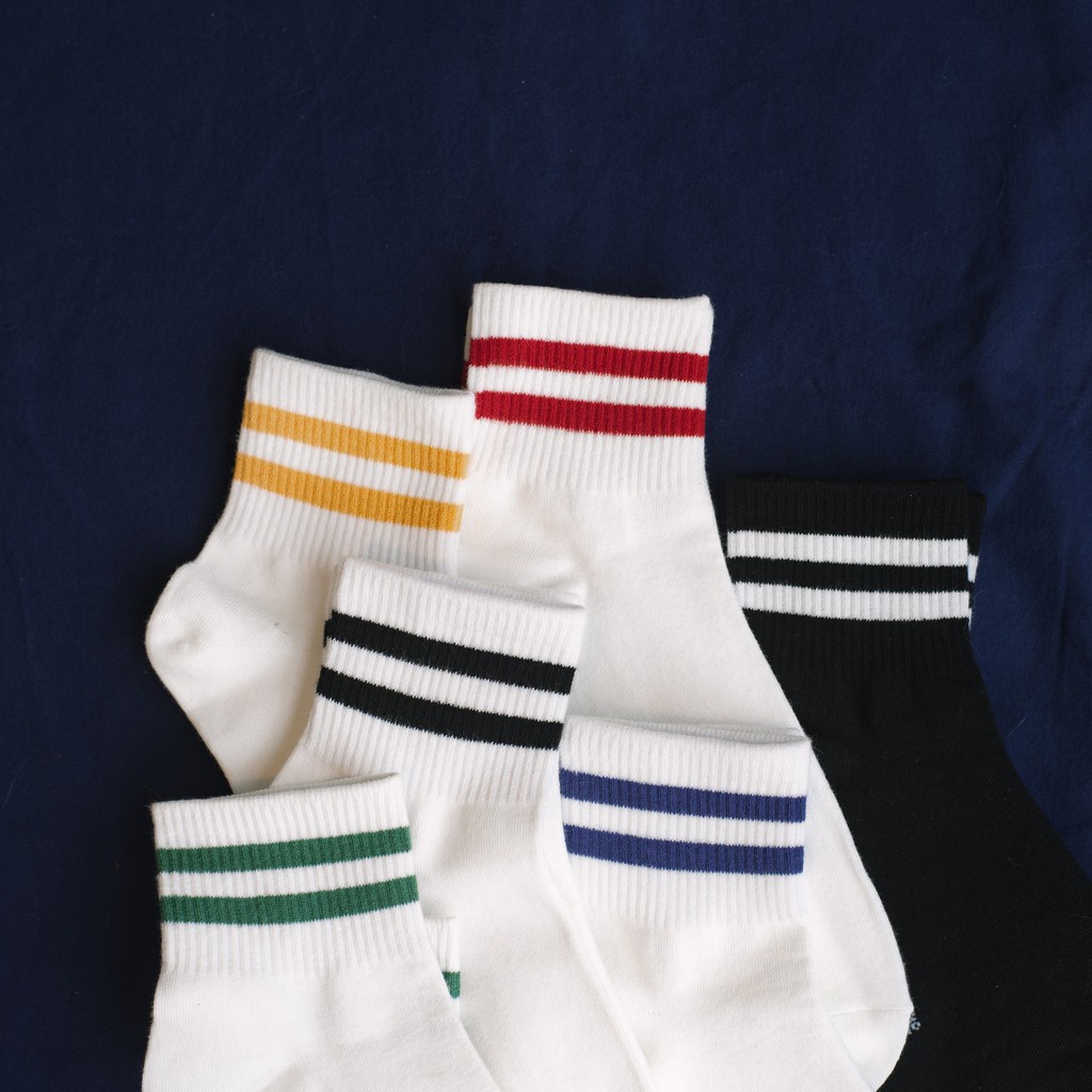 Tất hàn quốc vớ kẻ sọc 2 vạch unisex nam nữ