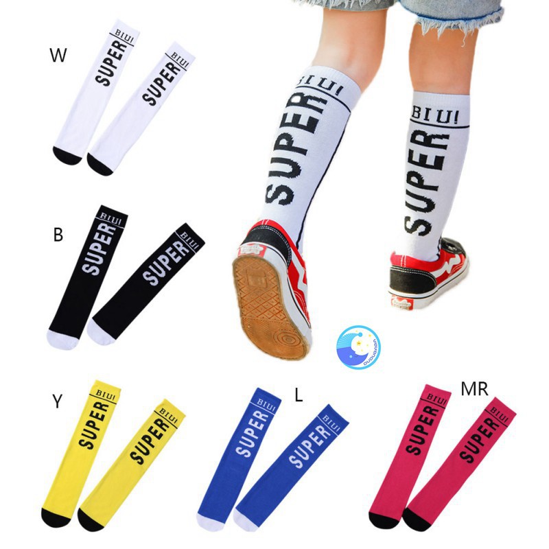 Đôi vớ bằng cotton cao đến đầu gối phong cách thể thao cho bé