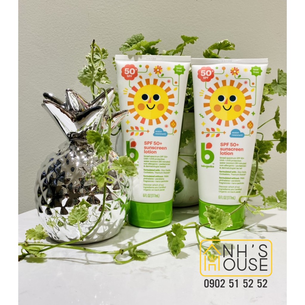 Kem chống nắng cho trẻ em Babyganics Water Resistant Sunscreen Lotion SPF 50+ 177ml