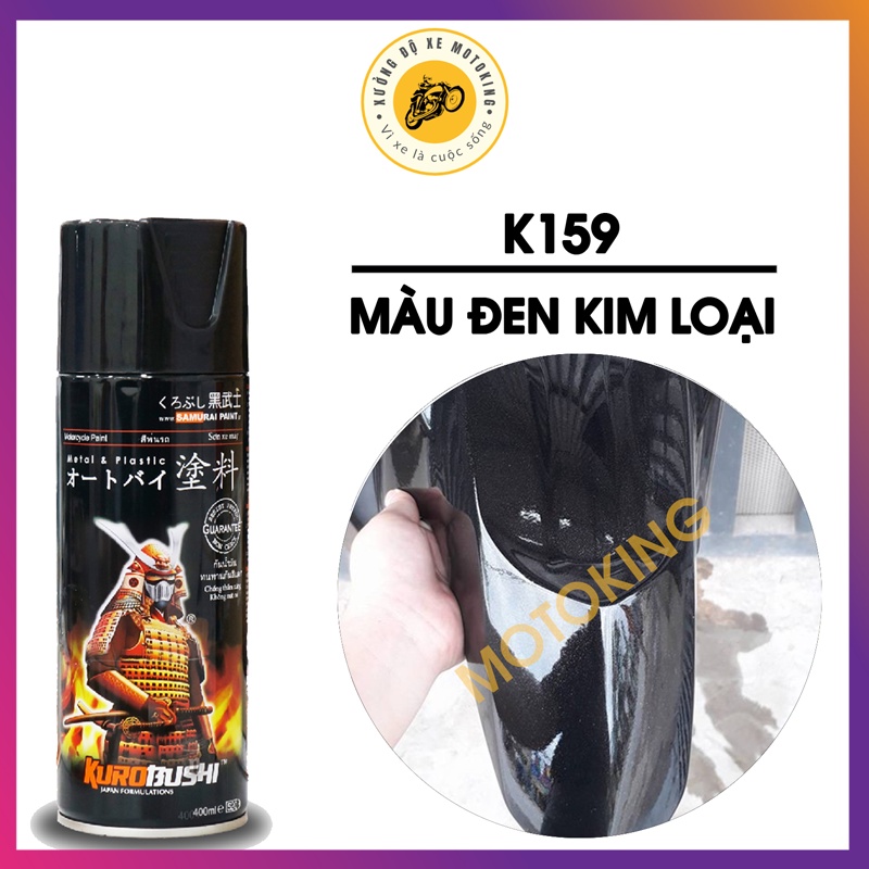 Sơn samurai đen kim loại K159* - chai sơn xịt chuyên dụng dành cho xe máy, ô tô