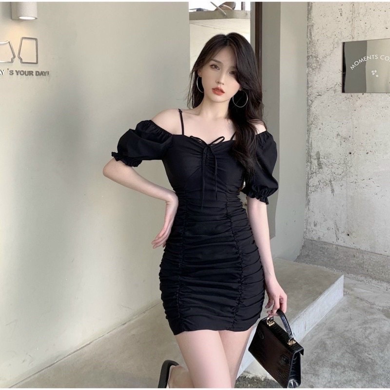 Đầm Bigsize Nhún Tay Phòng Cổ Vuông (Bigsize 55kg Đến 100kg (M/L/XL/XXL)