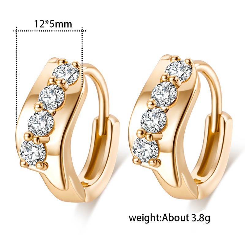 Khuyên tai tròn mạ vàng 18K đính đá Zircon