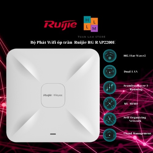 Bộ phát WiFi ốp trần Ruijie RAP2200(F) RAP2200(E) 2200F 2200E LAN 100M 1000M nhiều người dùng 100 us