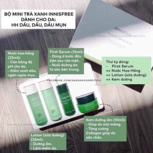(HÀNG AUTH) Bộ Kit Dưỡng Da Trà Xanh Innisfree Green Tea Special Kit ( 4 món)