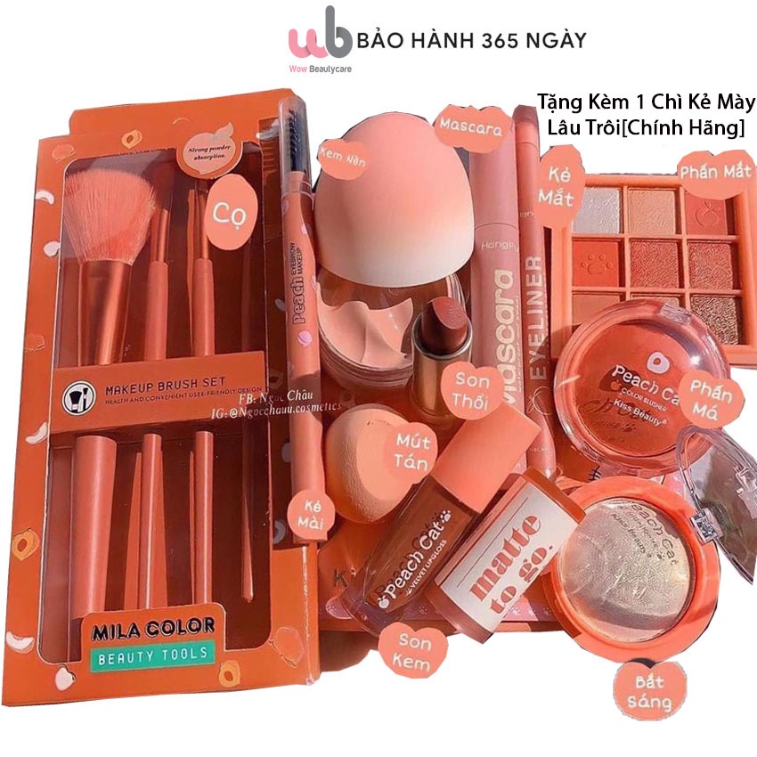 Bộ Trang Điểm Wowshop93, Set Tết xinh gồm 10 Món Makeup Vô Cùng Dễ Thương, Nhìn Là Mê Ngay.Tone Màu Cam Đào