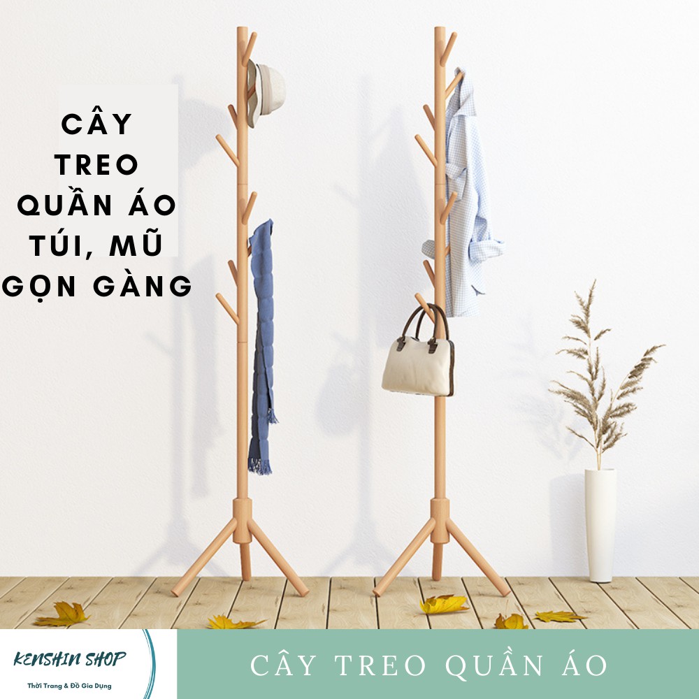 Cây Treo Quần Áo Gỗ, Giá Treo Quần Áo Đứng Gọn Gàng Kiểu Hàn Quốc KENSHIN SHOP