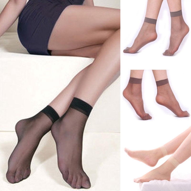 Set 10 Đôi Vớ Dài Tới Mắt Cá + Vớ Lụa Siêu Mỏng Co Giãn Gợi Cảm Cho Nữ