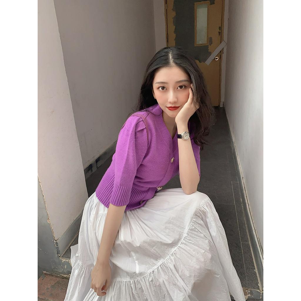 Áo Cardigan Dệt Kim Hoạ Tiết Hoa Thêu Phong Cách Retro Cho Nữ