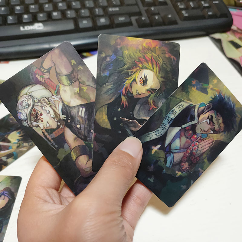 Bộ 9 thẻ hình nhân vật anime Nhật Bản Kimetsu No Yaiba Demon Slay Jojo 's Bizarrre Adventure
