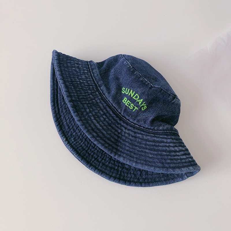 Nón Tai Bèo Denim Thêu Chữ Phong Cách Nhật Bản Xinh Xắn Dành Cho Trẻ
