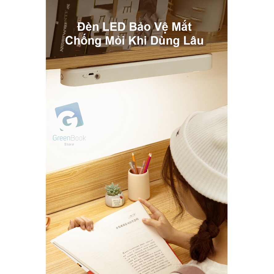 Đèn Học Gắn Tường Sạc Tích Điện 4000mAh | Đèn Led Đọc Sách Có Cảm Biến, Đa Năng Chống Cận 3 Màu Ánh Sáng