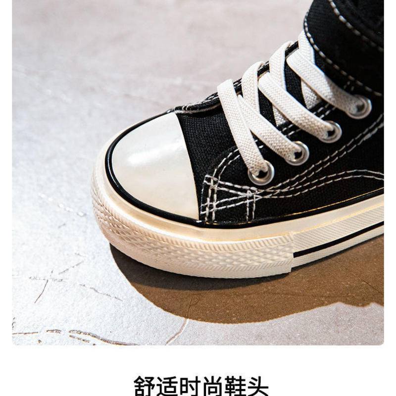 Giày Thể Thao Vải Canvas Cổ Cao Khóa Dán Cổ Điển Thời Trang Mùa Xuân Cho Bé Gái 5