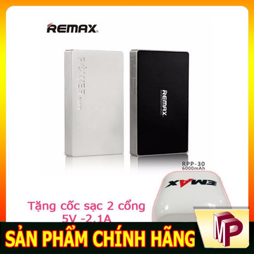 Pin sạc dự phòng Remax 6000 mAh RPP-30 Nhôm nguyên khối mặt kính Nobox
