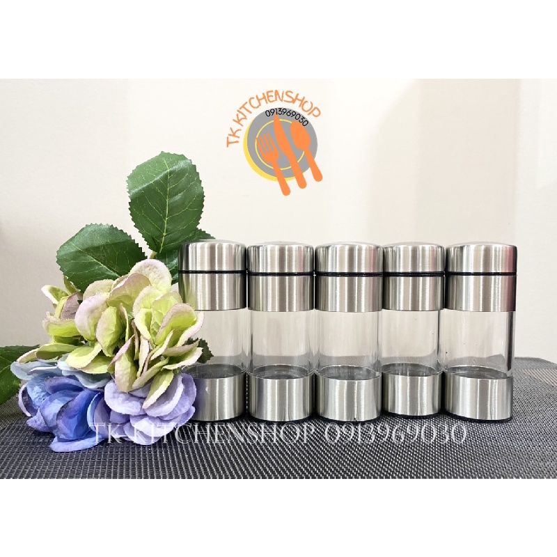Lọ đựng tăm, tiêu, muối phong cách khách sạn 5 sao cao cấp kích thước ĐK4x10CM chất liệu inox 304 và nhựa PC cao cấp