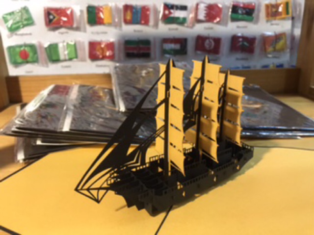 Thuyền 6 ( 3 cánh ) - Boat -   Thiệp  3D ( bìa đen  ) | BigBuy360 - bigbuy360.vn