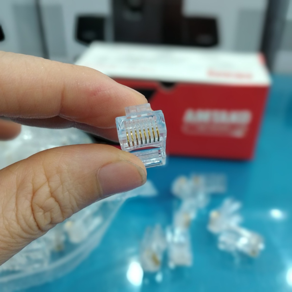 Đầu bấm mạng/ hạt mạng CAT6 RJ45  dùng bấm đầu cáp UTP lẫn SFTP Cat6e, cat6, cat5e, cat5 chính hãng