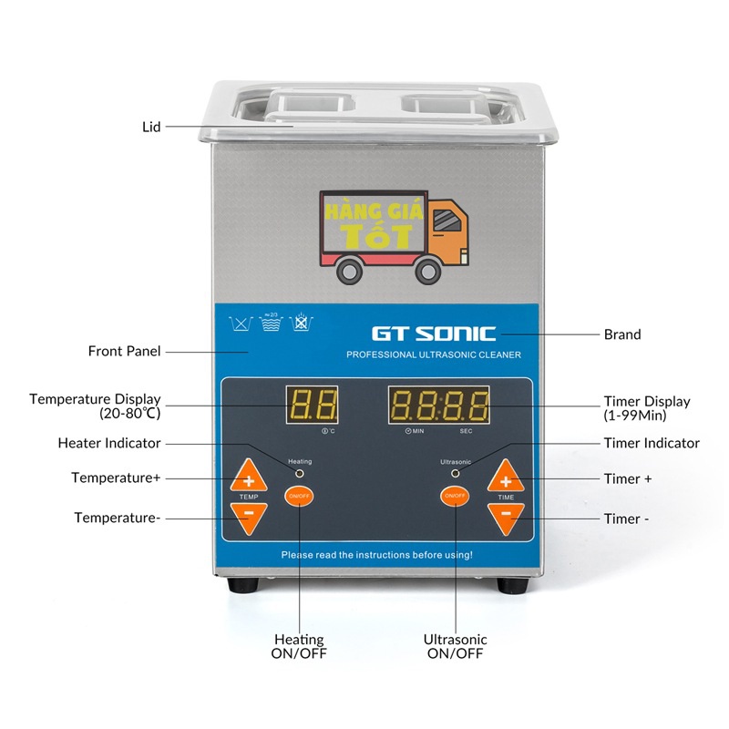 Bể Rửa Siêu Âm GT SONIC VGT-1620QTD 2L