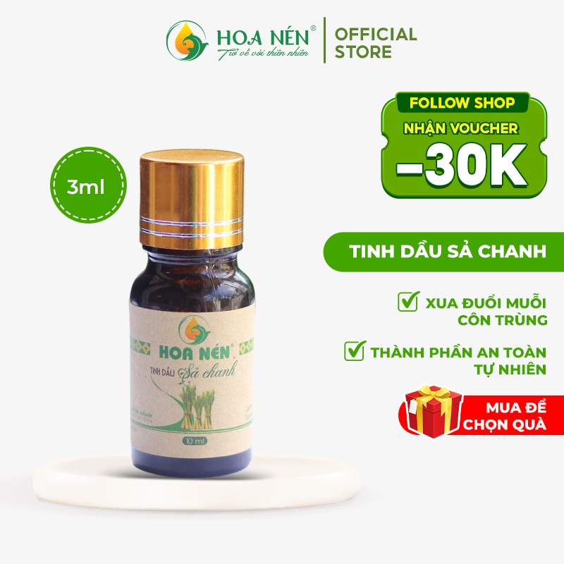 Tinh dầu Sả Chanh 3ml - Hoa Nén - Đuổi muỗi, khử mùi - Tinh dầu xông phòng