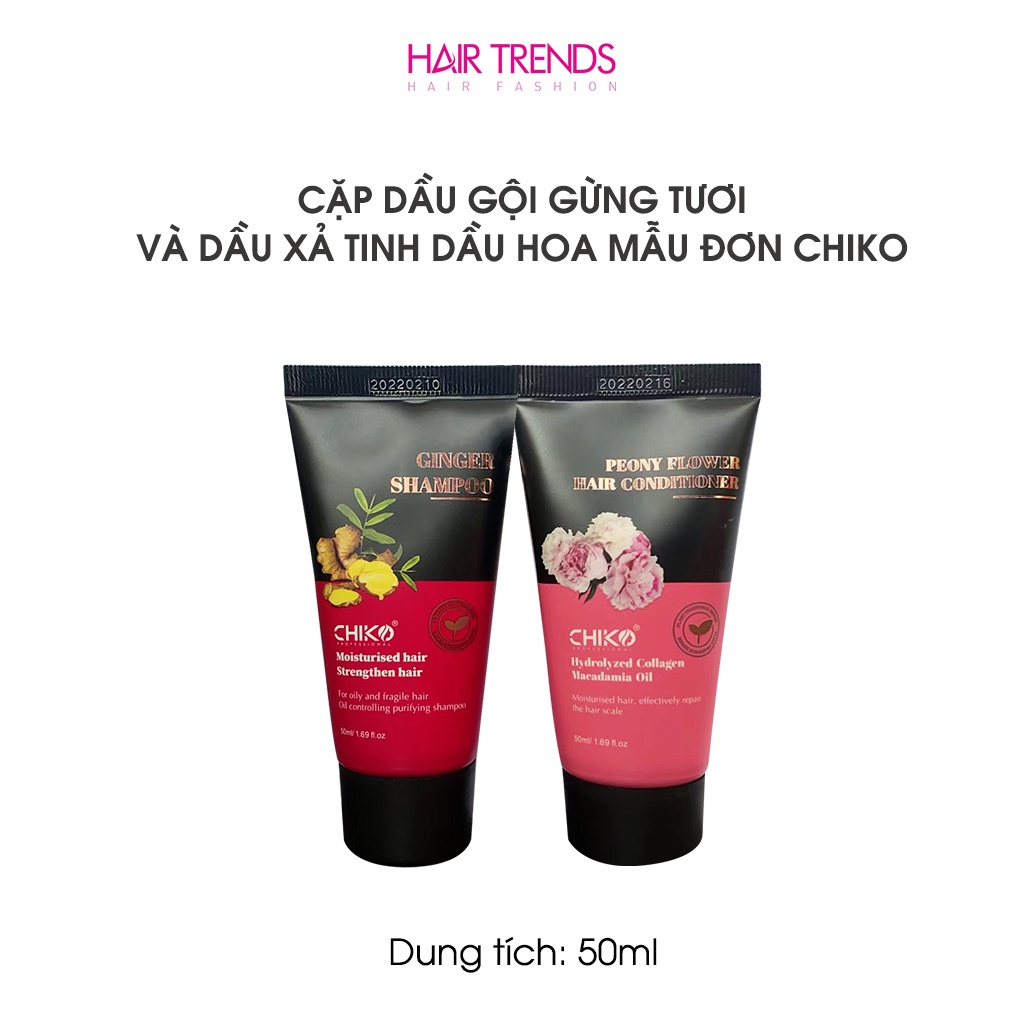 Dầu cặp dược liệu gừng tươi và tinh dầu hoa mẫu đơn CHIKO  kháng khuẩn, dưỡng ẩm tối ưu cho tóc  50ml 500ml