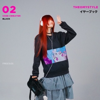 [Theomy Signatures] Áo nỉ dài tay form rộng Oversize in hình Thủy thủ mặt trăng lớn - Màu đen