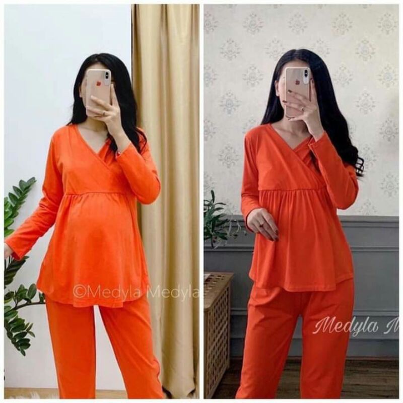 Bộ Bầu Mùa Đông Vạt Chéo Kết Hợp Sau Sinh Chất Cotton