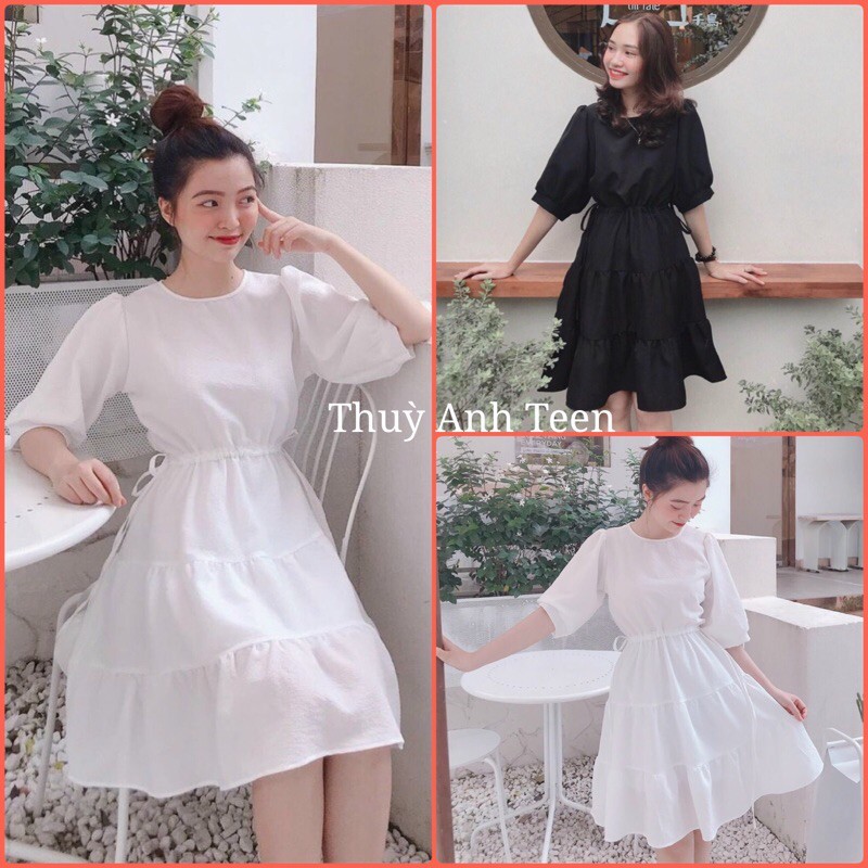 Váy tay lỡ 3 tầng 2 lớp rút eo siêu xinh, đầm tiểu thư thời trang kiểu dáng thanh lịch