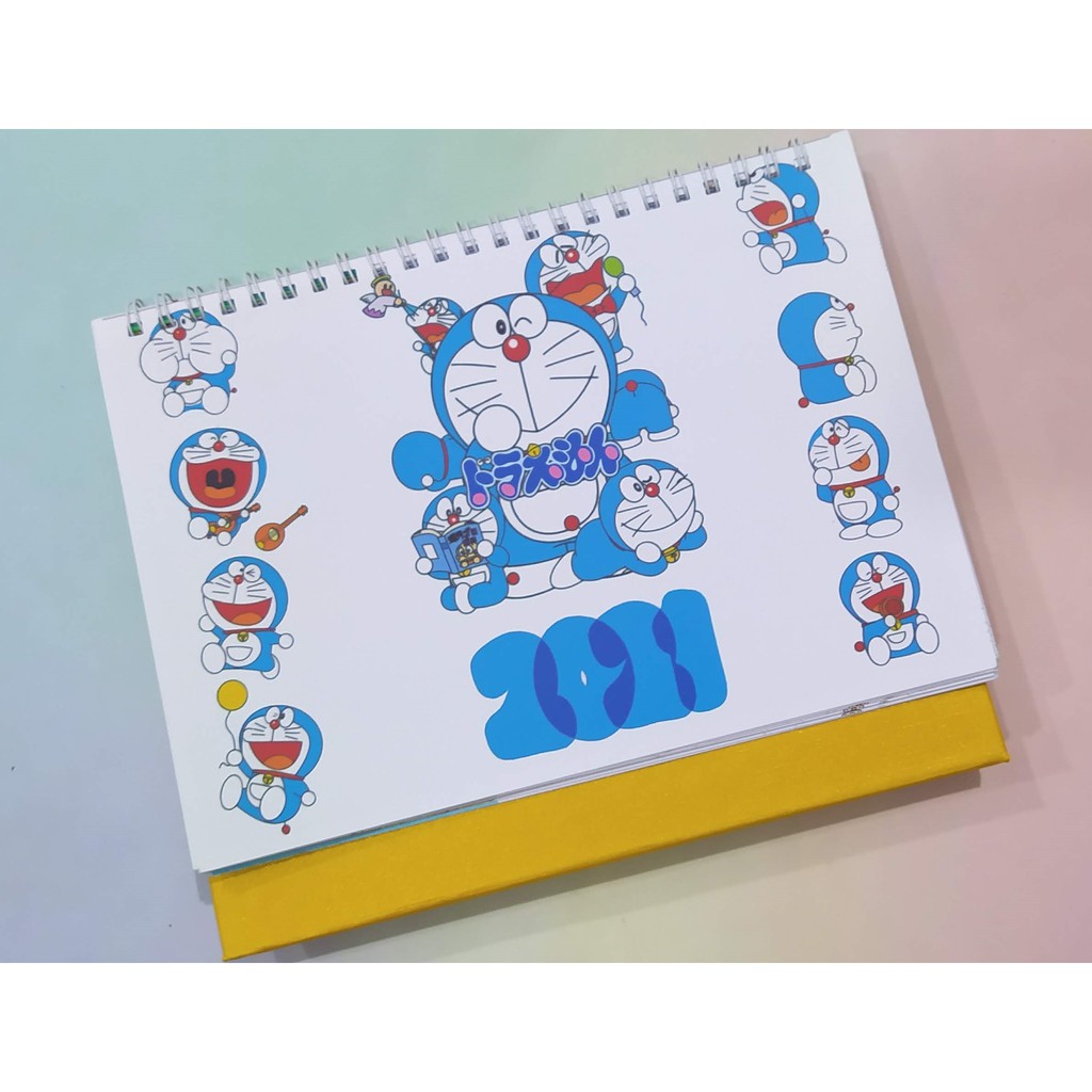 Lịch để bàn đô rê mon 2021 để bàn size trung 14*20cm giấy đẹp có lịch âm doraemon doremon