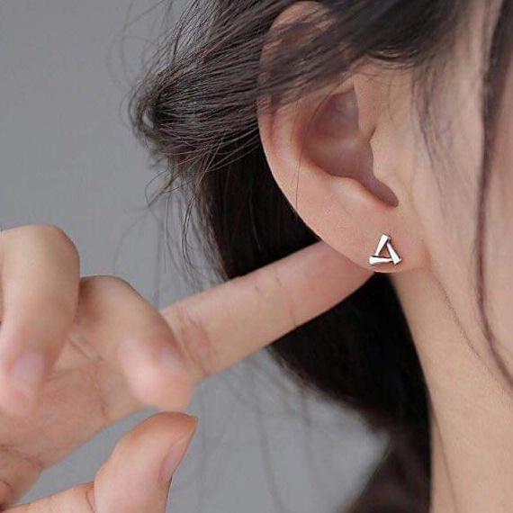 Khuyên tai bạc khuyên chong chóng ba bốn cánh đơn giản dễ thương Van Jewelry V10081