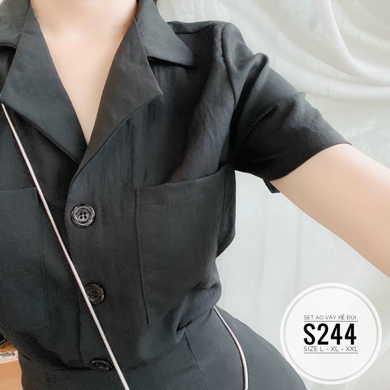 Váy Bigsize 60-100 Kg Set áo váy xẻ đùi S244 A | BigBuy360 - bigbuy360.vn