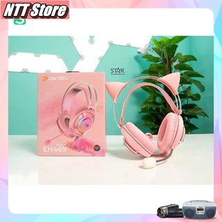 Tai nghe mèo hồng dareu eh469 jack cắm usb âm thanh 7.1 led rgb màu pink chính hãng -ntt store