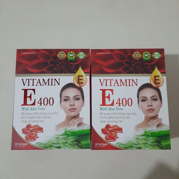 Viên uống trắng da mờ nám VITAMIN E400 Tinh dầu thông đỏ , Hoa anh thảo - Hộp 30 viên