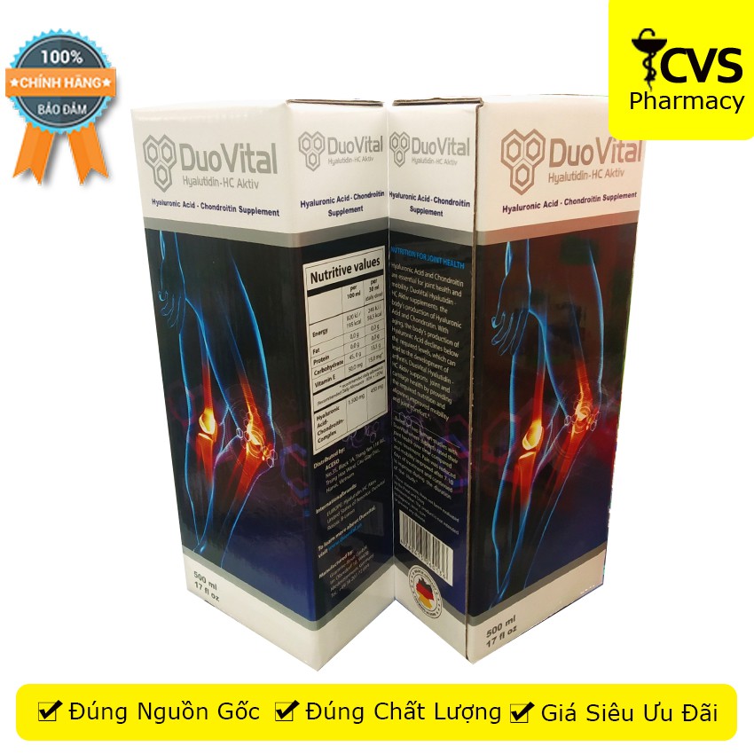 DuoVital / Duo Vital - Bổ sung chất nhờn cho sụn khớp, hàng nhập nguyên chai từ Đức - Hộp có 2 chai 500ml - cvspharmacy