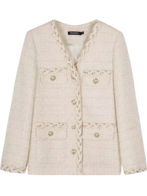 Áo dạ tweed viền nâu