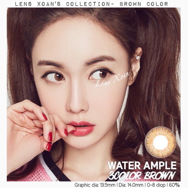 KÍNH ÁP TRÒNG WATER AMPLE 3COLOR BROWN- LENS ME ( LENS XOẮN): NÂU CAM TÂY GIÃN NHẸ