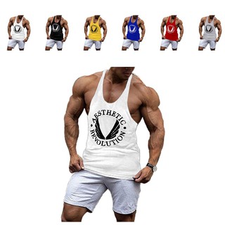 Áo ba lỗ thể hình có in "Revolution" cho nam giới