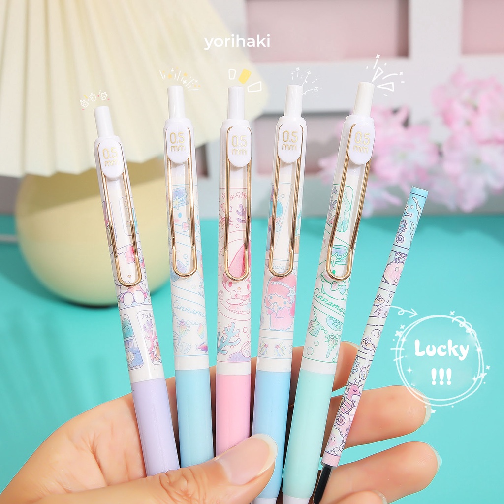 Blindbox - Bút mực đen Sanrio Characters Ngòi 0,5mm Thanh cài kim loại