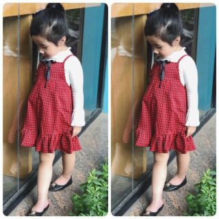 Set váy kẻ kèm áo
