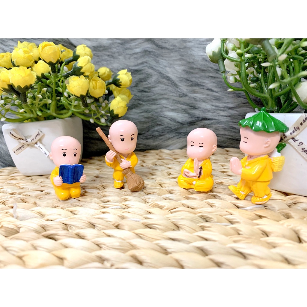 Bộ 4 tượng chú tiểu Tài Lộc Trí Tuệ Từ Bi ( Hình Thật - Video Thật )