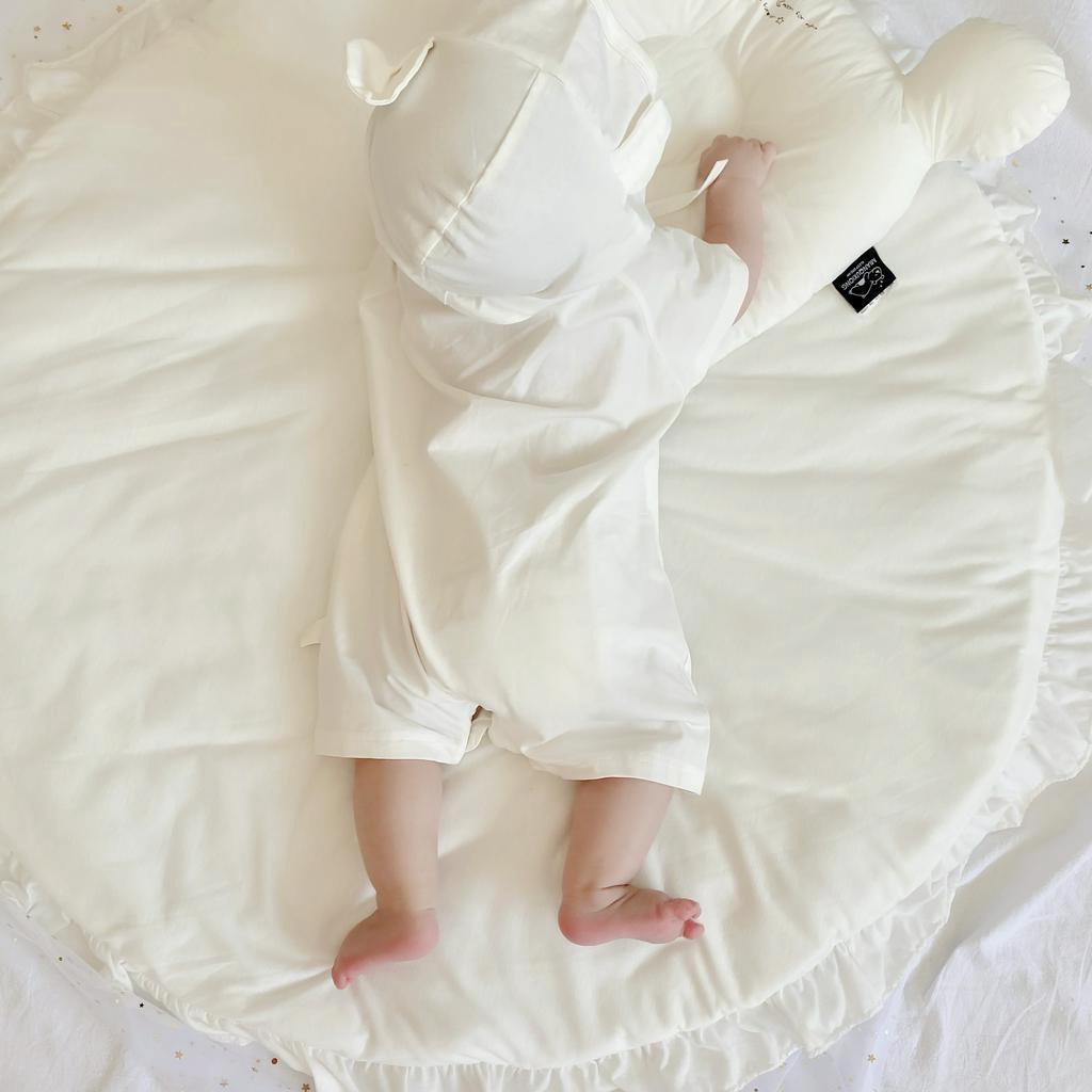 Set áo liền quần &amp; mũ trùm đầu in hình gấu dành cho trẻ sơ sinh