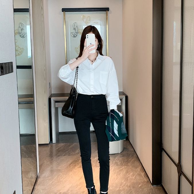 Áo sơ mi SUXI tay dài màu sắc thanh lịch cho nữ