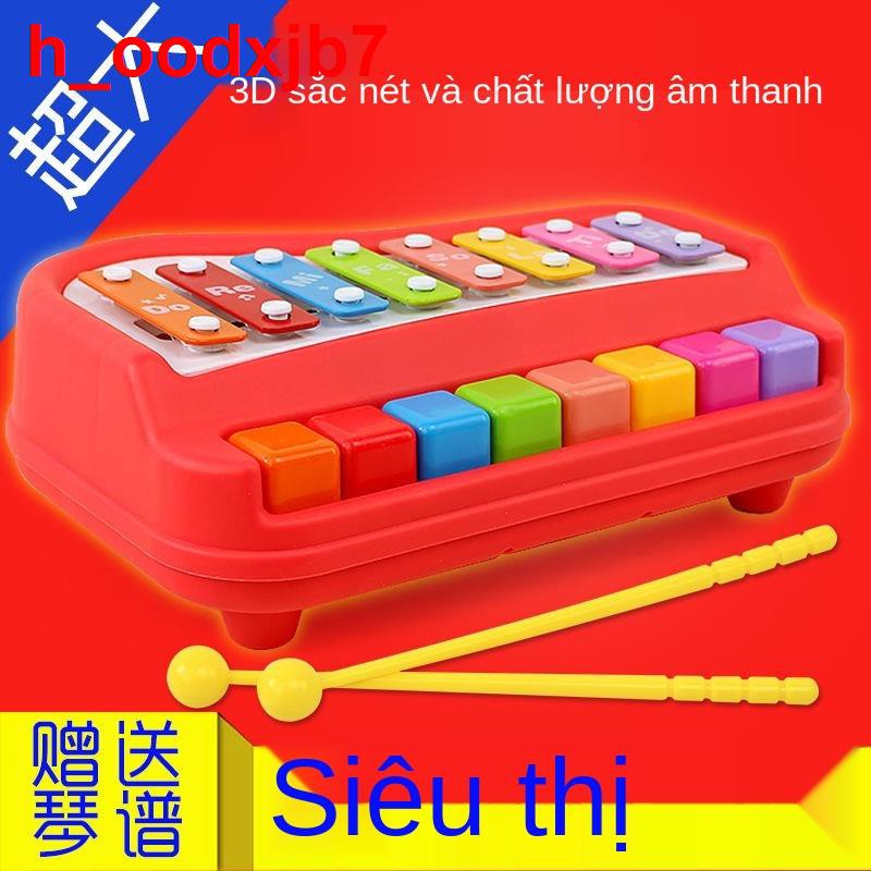 Đồ chơi đàn piano trẻ em gõ bàn tay 8 âm, có nhạc thể nhỏ quà tặng sinh nhật