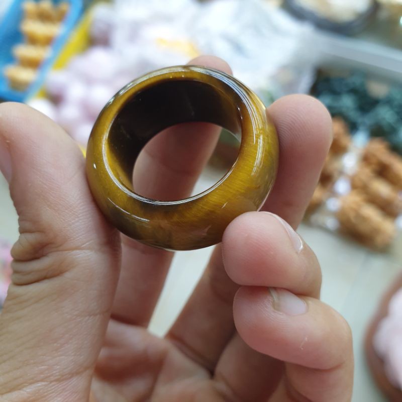 Nhẫn đá hổ phách nhiều size