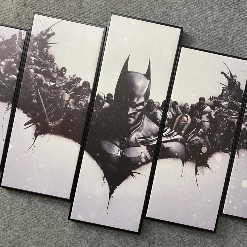 Bộ 5 Tranh Canvas Batman, Có Khung Composite, Trang Trí Quán Cafe