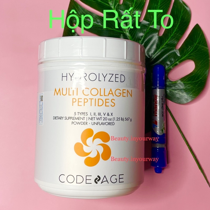 [TEM CHÍNH HÃNG CODEAGE] Bột Collagen Tổng Hợp Giúp Trẻ Hóa Da Code Age Hydrolyzed Multi Collagen Protein Powder 567g